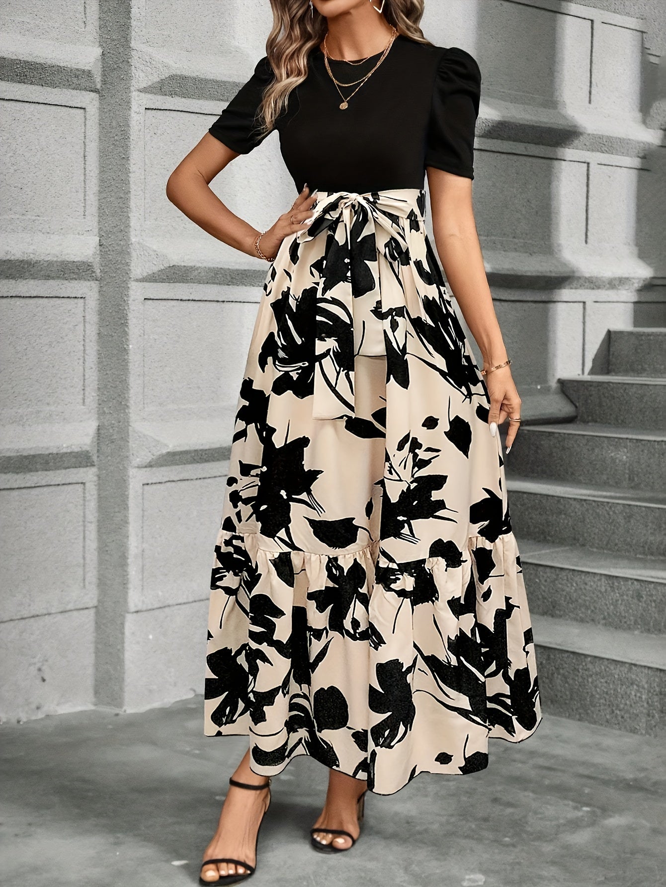 Elegant Floral Print Maxi Dress