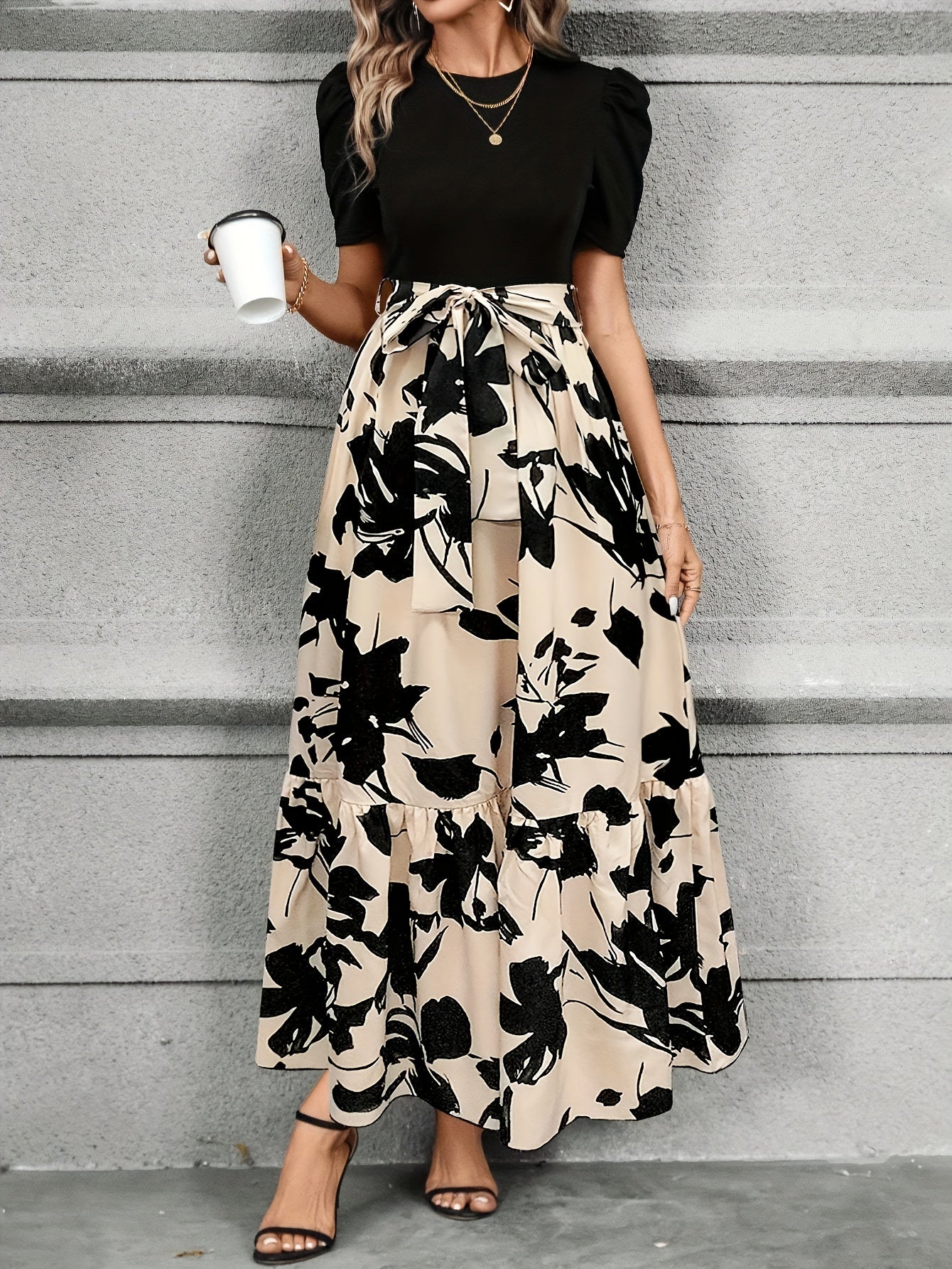 Elegant Floral Print Maxi Dress