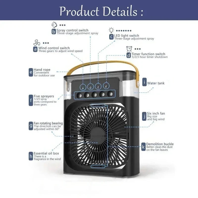 3 In 1 Portable Humidifier Fan Mini Air
