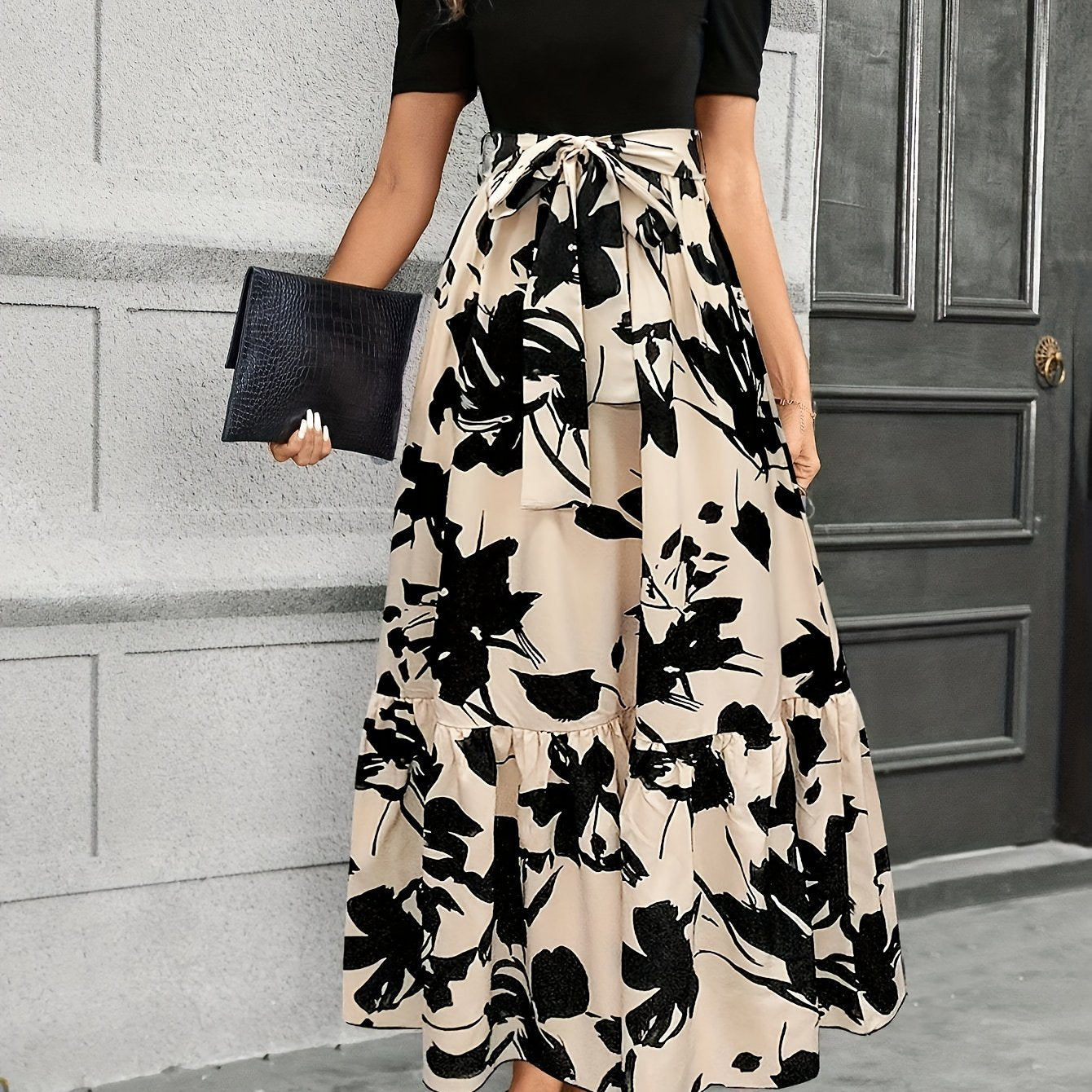 Elegant Floral Print Maxi Dress
