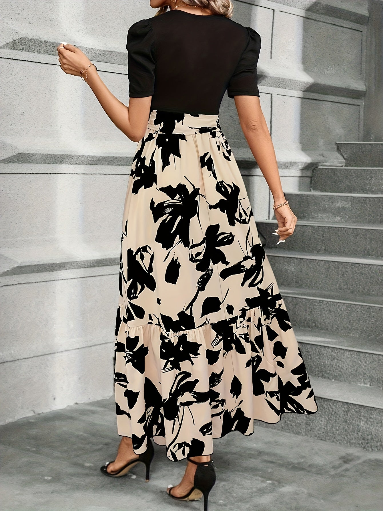 Elegant Floral Print Maxi Dress